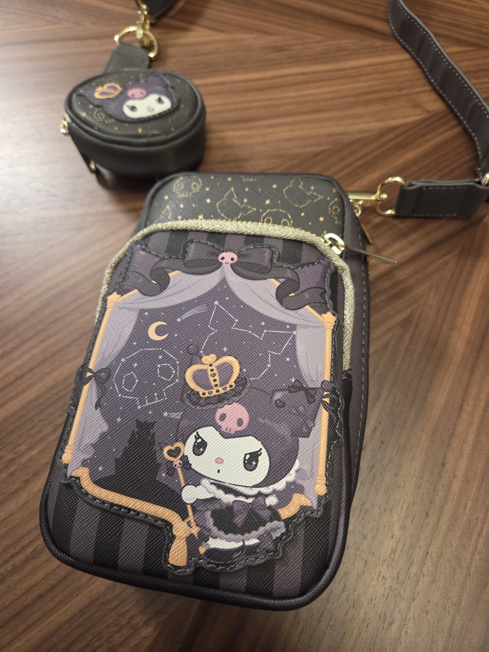 Sanrio Kuromi Crossbody Bag in Black, Purple & Gold